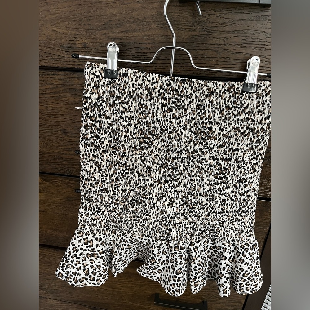 Smocked leopard print skirt